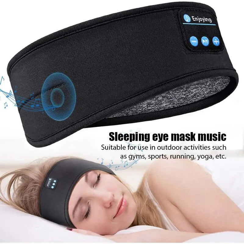 Bluetooth Sports Earphones and Sleeping Headband - Wireless Music Eye Mask with Elastic Design