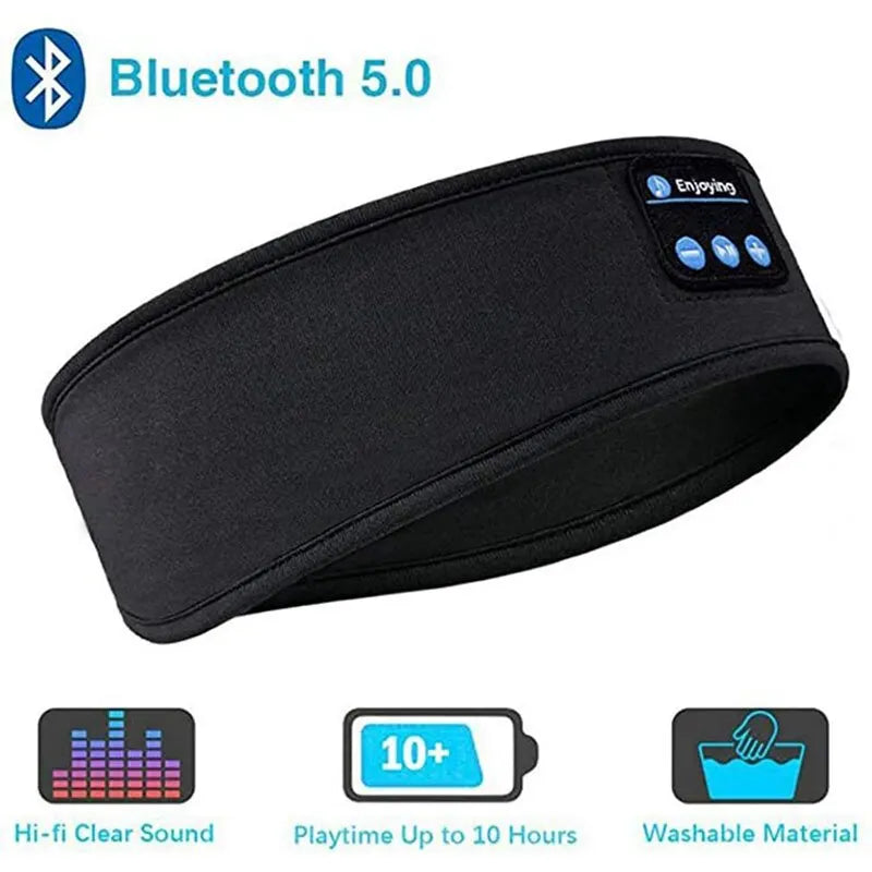 Bluetooth Sports Earphones and Sleeping Headband - Wireless Music Eye Mask with Elastic Design