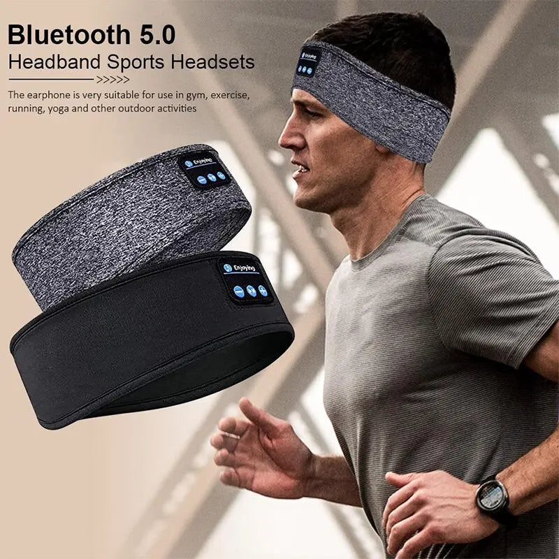 Bluetooth Sports Earphones and Sleeping Headband - Wireless Music Eye Mask with Elastic Design
