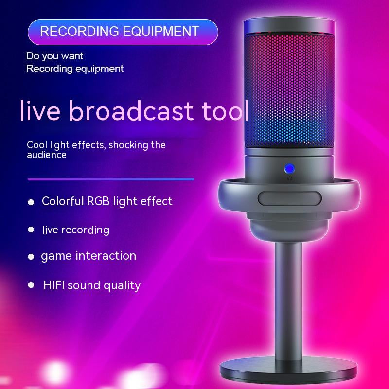 Professional RGB Condenser Microphone for Live Broadcasting