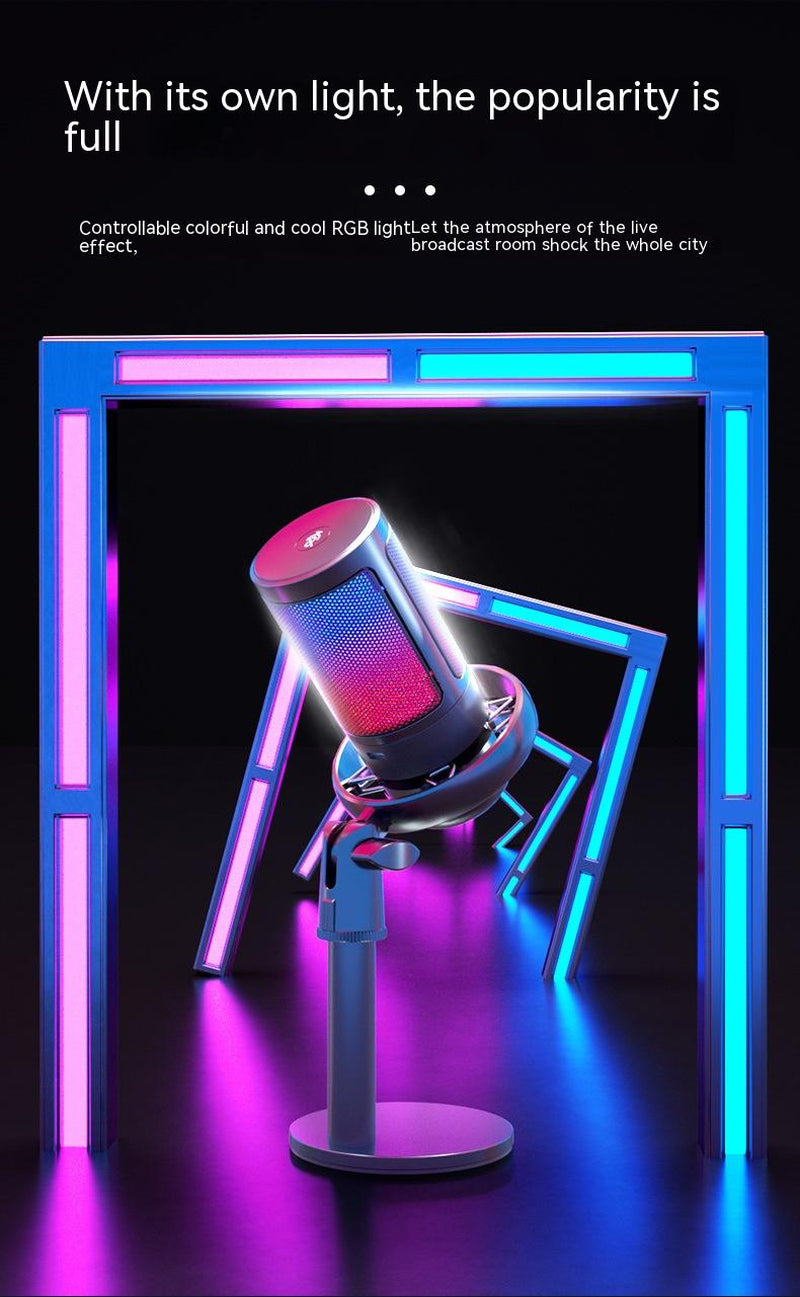 Professional RGB Condenser Microphone for Live Broadcasting