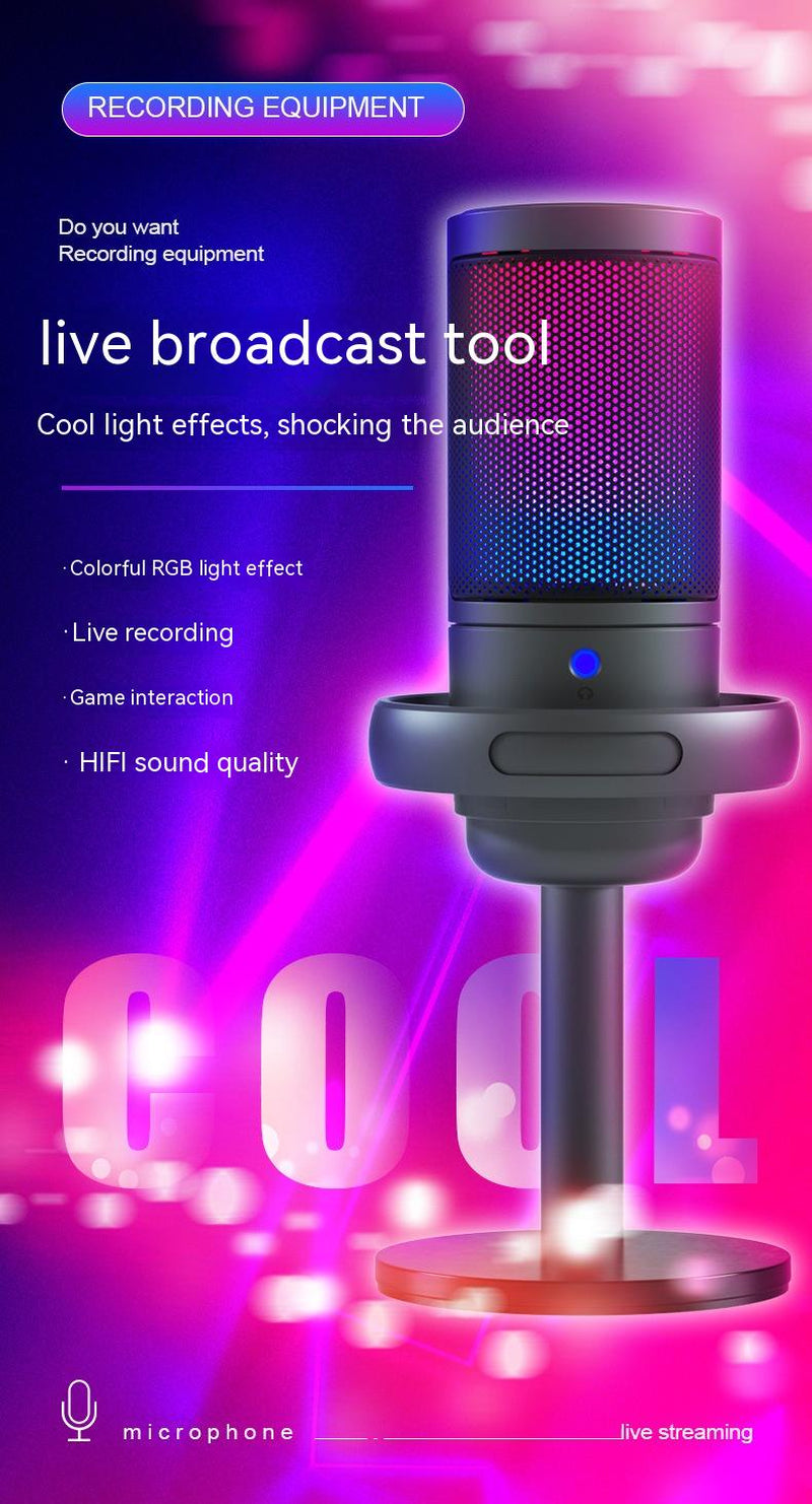 Professional RGB Condenser Microphone for Live Broadcasting