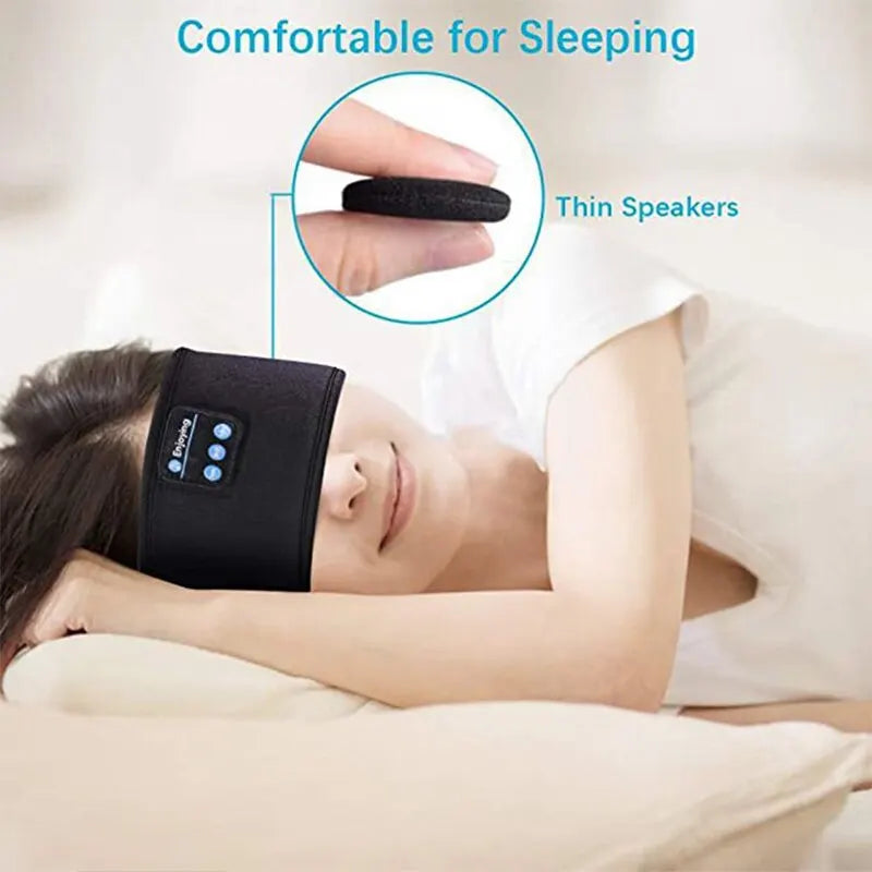Bluetooth Sports Earphones and Sleeping Headband - Wireless Music Eye Mask with Elastic Design